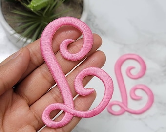 Embroidered Monogram 3 Letters | Name Iron on embroidery Patch Curly Script font Applique | Christmas Stockings, Bridal,  Wedding, Gifts