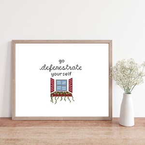 Go Defenestrate Yourself Cross Stitch Pattern Digital Funny Cross Stitch Modern Cross Stitch Subversive Cross Stitch Saying Digital Download