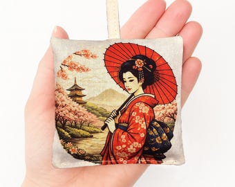 Lavender Sachet – Kyoto Blossom Japanese Inspired Design, French Lavender Bag, Drawer & Wardrobe Freshener, Handmade in UK, 100% Cotton Gift