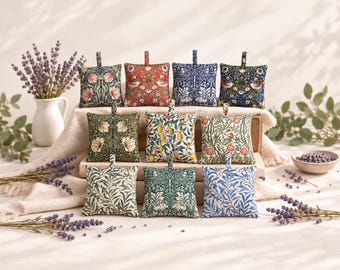Lavender Bags William Morris Design Cotton Fabric —  Draw Scents, Relaxation, Handmade in Britain, Christmas Stocking Fillers