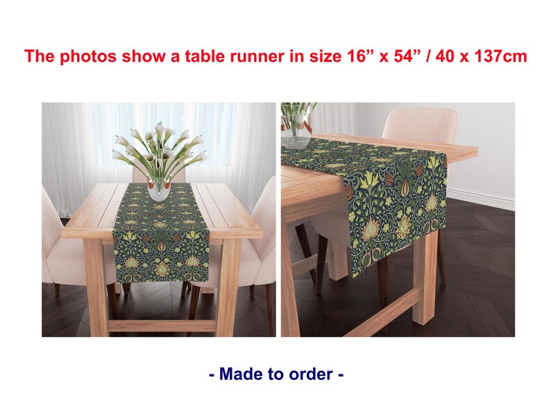 Table Runner William Morris Persian Olivena Design made to Order