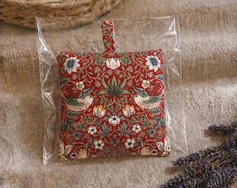 Lavender Bag – William Morris Strawberry Thief Red, Drawer & Wardrobe Freshener, Relaxation and Thank You Gift, Handmade UK