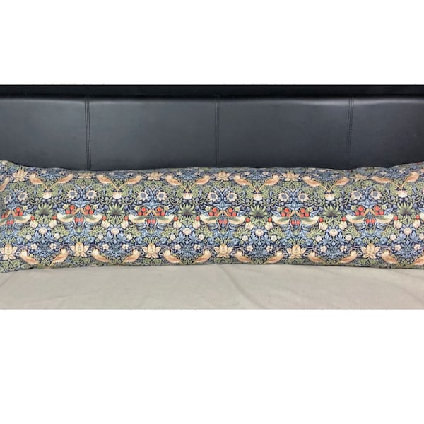 Extra Long Pillow Cover with invisible zipper — Made-to-order — William Morris Design - 100% Cotton, Handmade, Gift Idea, British product