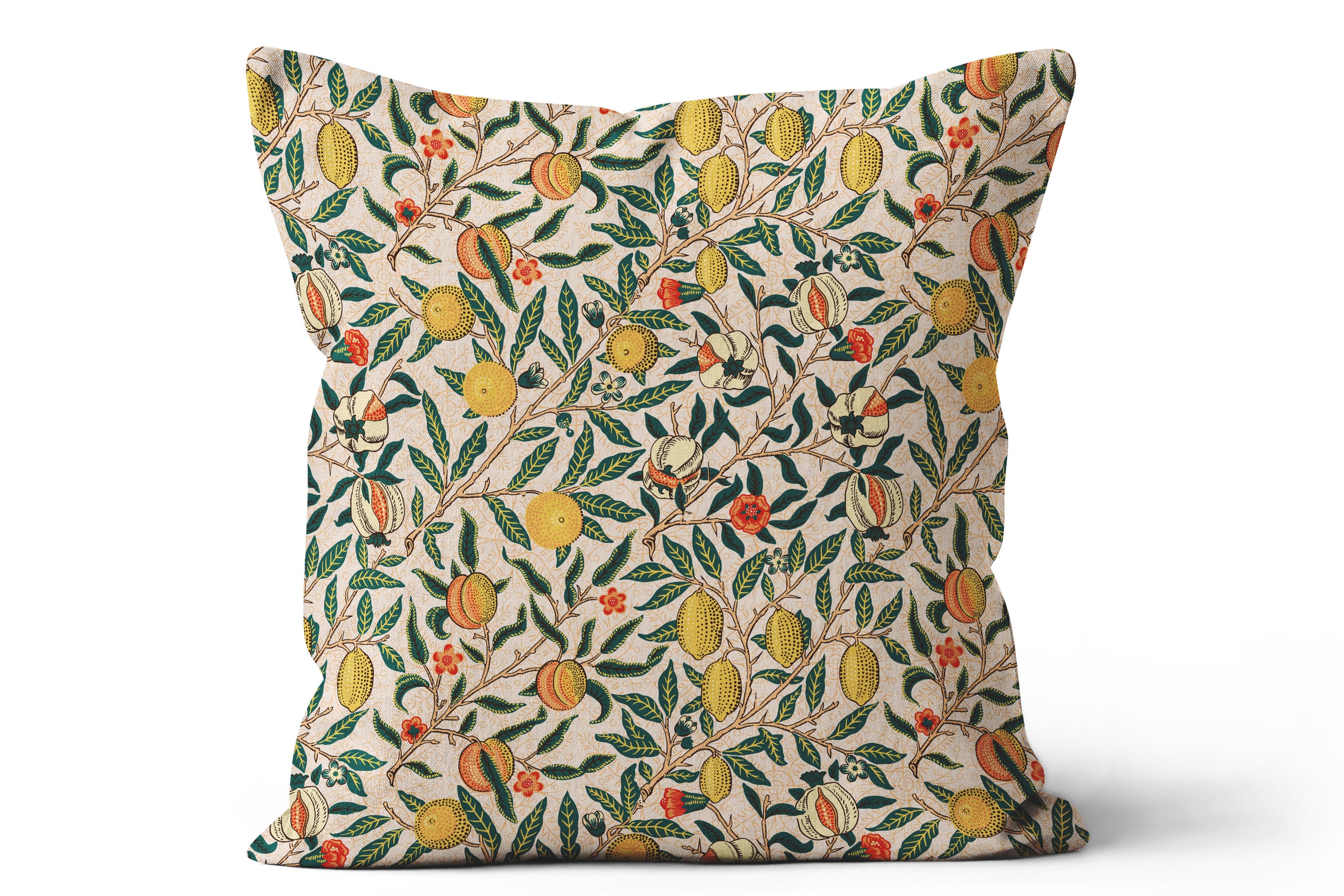 Capa de Almofada Dupla Face - William Morris Pomegranate-Meridien Design, Estilo Vitoriano, Algodão de Luxo, Feito sob Encomenda