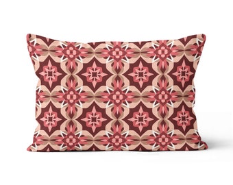 Housse de coussin « Retro Rosette Whirl » - Botanique Fleurs Nature Plantes Rectangle Coussin lombaire par ReddAndGoud