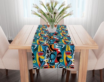 Chemin de table au design unique, motif « Cubist Conversations » par ReddAndGoud, -Fabriqué sur commande-, Fabriqué au Royaume-Uni