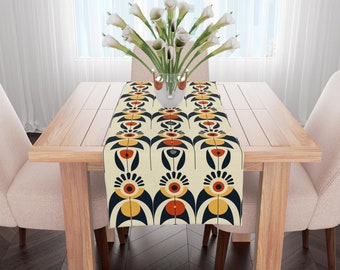 Table Runner, ‘Sunrise Serenade’ design -Made to order- Retro Table Decor, Gifts, 100% cotton, Made in UK