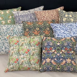 Double Sided Cushion Cover with envelope opening or invisible zipper - William Morris fabric, 100% Cotton, Handmade,Gift, British product