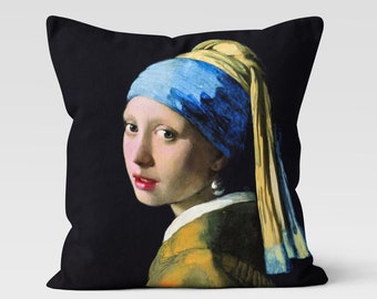 Jan Vermeer: Girl with a Pearl Earring — Cushion Cover with invisible zipper, 100% Cotton, Handmade, Gift, British product