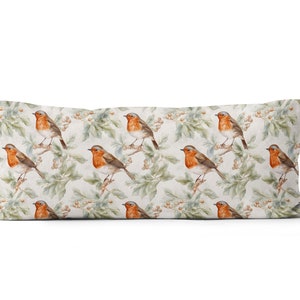 Almofada lombar padrão Robin XL - forrest bird robin Almofada lombar retangular extra grande da ReddAndGoud, tamanho: 14"x36" / 35 x 91 cm