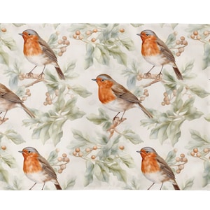 Jogo americano de tecido com padrão 'Robin', pássaro da floresta Robin da ReddAndGoud, produto britânico Tamanho: 14 x 18 polegadas / 36 x 46 cm