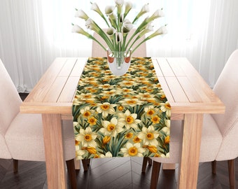 Table Runner Daffodils unique design, Scandinavian style,-Made to order-, Table Decor, Gifts, 100%cotton, Made in UK