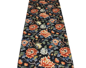 Table Runner with Japanese style with pattern 'Kyoto Blossom Nocturne', unique design 100% cotton  fabric, -Made to order-, Table Decor,Gift