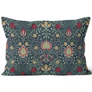 Handcrafted Luxury Lumbar Cushion Cover -Made-to-Order- Unique Victorian William Morris, Persian-Maroonia, Size: 20&quot;x12&quot;/50x30cm, Made in UK
