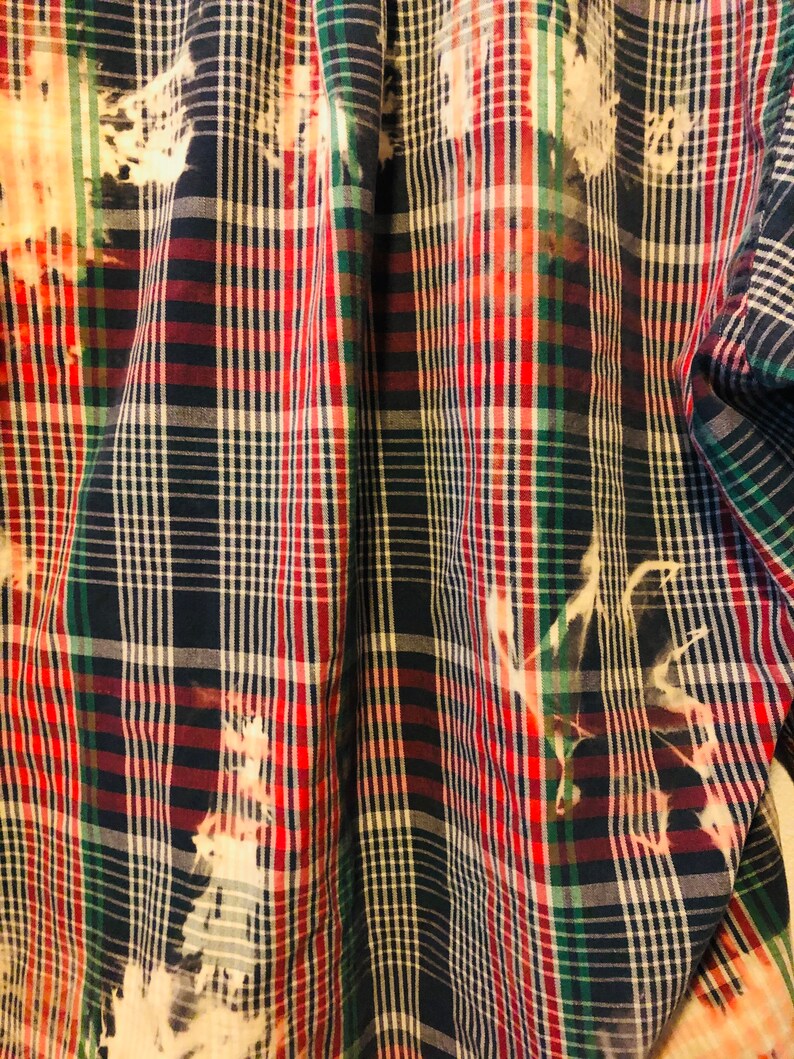 Plaid Upcycled dip dyed top **ready to be customized** Large