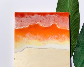 Epoxy art |  | resin beach | coastal theme | ocean waves | beach | wall art | seascape | painting | resin art