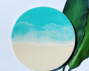 Epoxy art | | resin beach | coastal theme | ocean waves | beach | wall art | seascape | painting | resin art