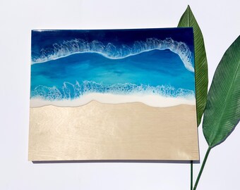 Epoxy art |  | resin beach | coastal theme | ocean waves | beach | wall art | seascape | painting | resin art