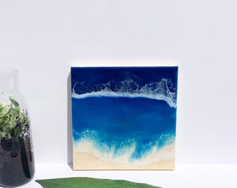 Epoxy art |  | resin beach | coastal theme | ocean waves | beach | wall art | seascape | painting | resin art