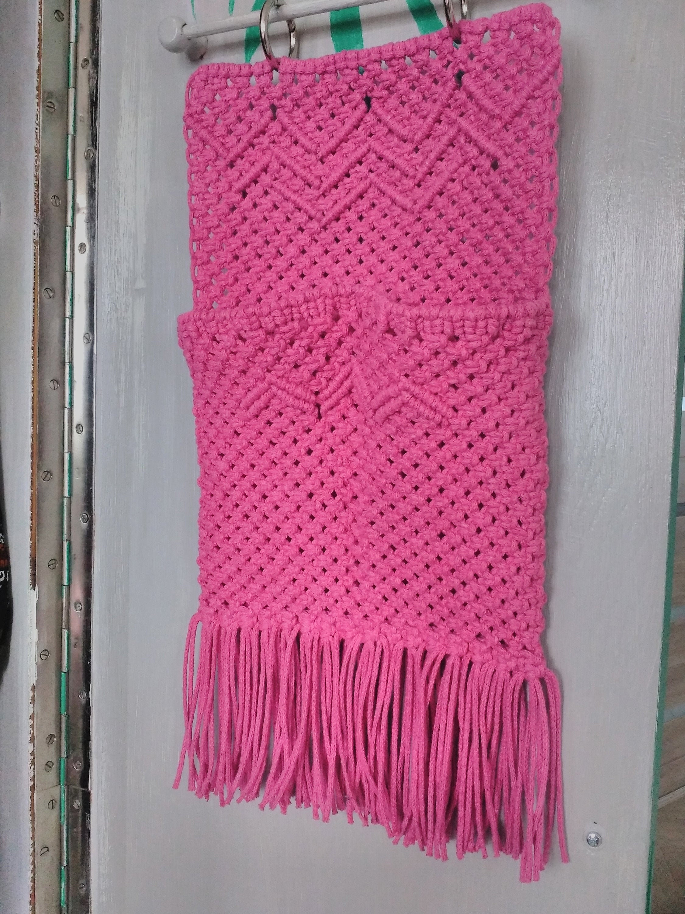 Bolsillo de algodón Macrame colgante de pared almacenamiento | Etsy