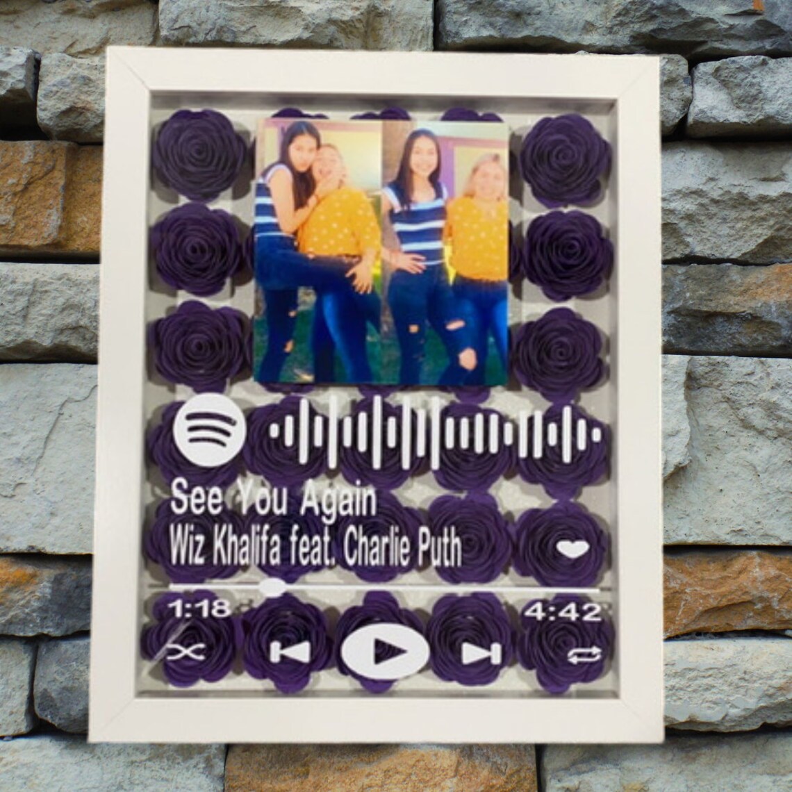 Spotify Shadow Box LED lights Sound Recording With Push Etsy