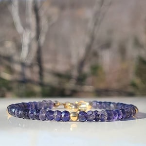 Iolite Bracelet, Genuine Iolite, Minimalist Bracelet, Delicate Bracelet, Dainty Bracelet, Stacking Bracelet, Women Gift, Mother Gift