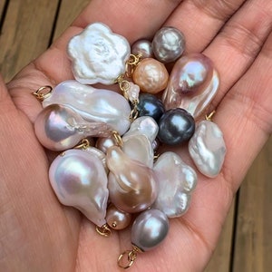 Add on Charm, Freshwater Pearl, 14K GF, Baroque Pearl Charm, Lustered Pearl, Charm for Necklace, Charm for Bracelet, Charm for Earrings