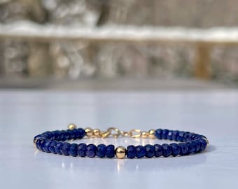 Sapphire Bracelet, Corundum Sapphire, 14K Gold Filled, September Birthstone, Dainty Bracelet, Minimalist Bracelet, Gemstone Bracelet