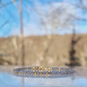 Labradorite Bracelet, Gold Filled, Minimalist Bracelet, Delicate Bracelet, Dainty Bracelet, Tiny Bracelet, Stacking Bracelet, Women Gift