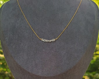 Herkimer Diamond Necklace, Herkimer Diamond Bar Chain, Gold Filled Necklace, Herkimer Diamond Chain, Wedding Chain Necklace, Gift for Her