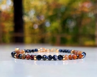 Rare Faceted Pietersite Bracelet, 14k Gold Filled, Delicate Gemstone