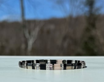 Tila Beads Bracelet, Miyuki Tila Beads, Waterproof Bracelet, Summer Jewelry, Adjustable Cord Bracelet, Stretch Bracelet, Stacking Bracelet