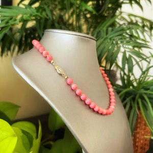 Salmon Pink coral necklace, 14k Gold Filled, Pink coral necklace, Angel Skin coral, Classic necklace, Women gift, Gift for her, Mother gift