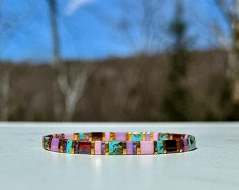 Miyuki Tila Bead Bracelet, Gold Plated, Waterproof Summer Jewelry