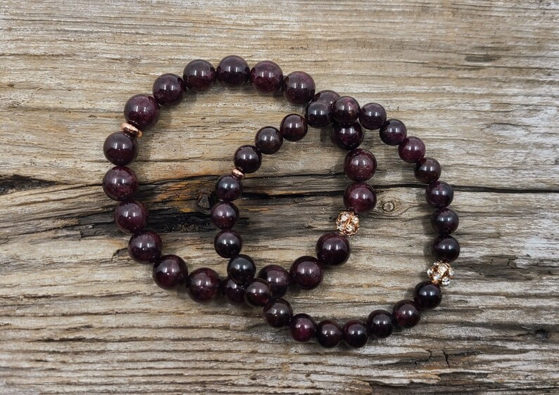 Yoga Gift January Birthstone Garnet Bracelet Gemstone Bracelet Women Gift Stress Relief Crystal Healing Stretch Bracelet