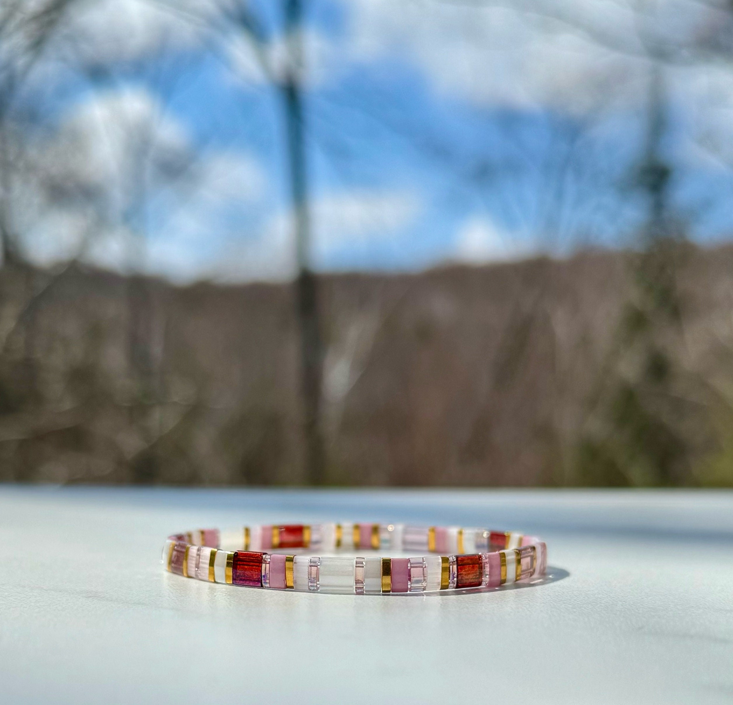 Tila Beads Bracelet, Miyuki Tila Beads, Waterproof Bracelet, Summer Jewelry, Adjustable Cord Bracelet, Stretch Bracelet, Stacking Bracelet