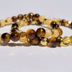 Citrine Bracelet, Bracelet Set, Tiger Eye Bracelet, Gemstone Bracelet, Healing Bracelet, Intention Bracelet, Yoga Bracelet, Yoga Gift