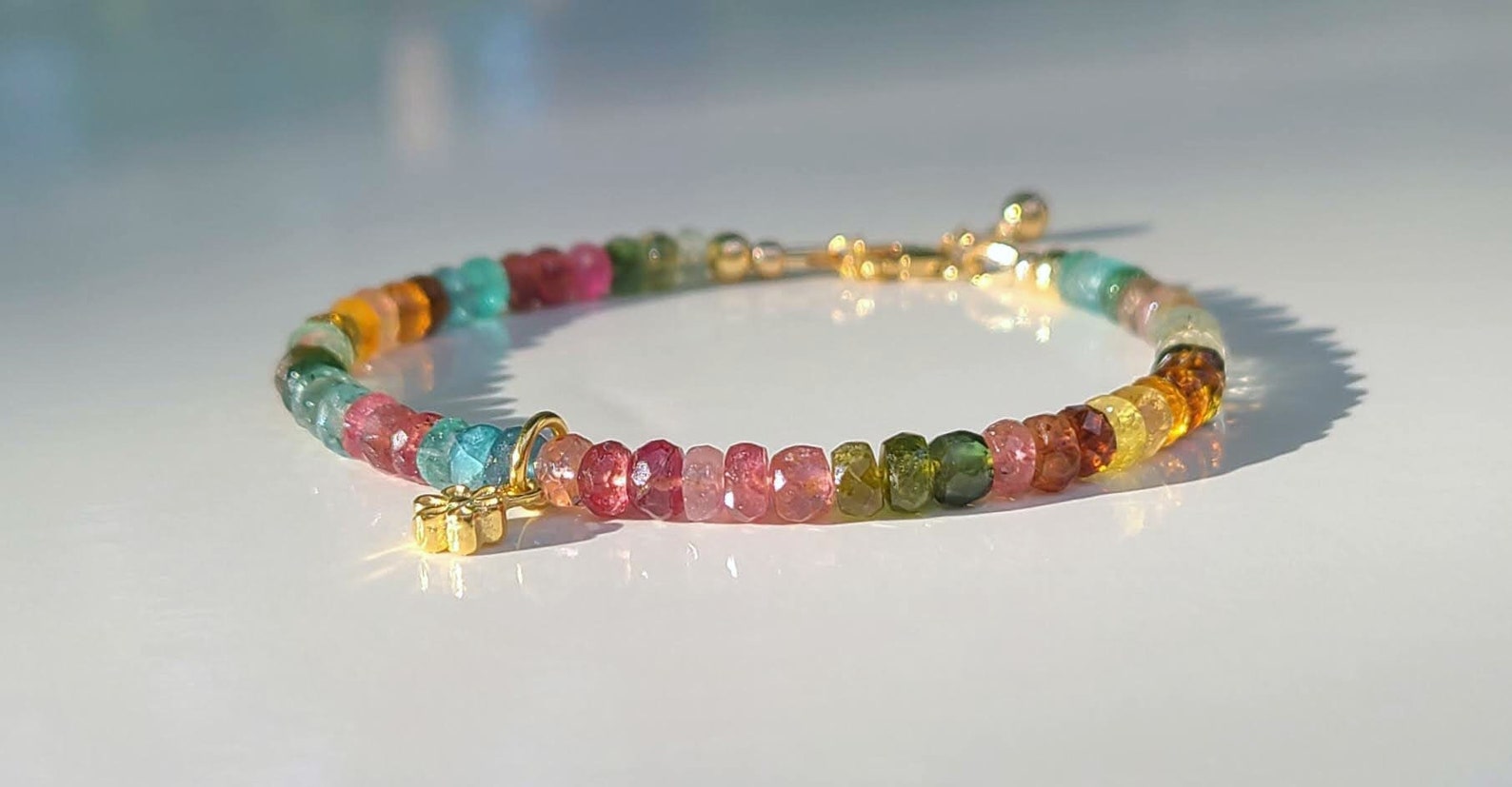 Natürliches 2,5 Mm Turmalin In Regenbogenfarbe Armband - Love Healing & Calm Balance Energie - Schutz Heilung Kristall Armband Geschenk Für Sie