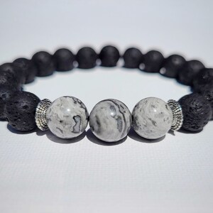 Mens Bracelet, Jasper Bracelet, Lava Bracelet, Mala Bracelet, Mens Gift, Father Gift, Dad Gift, Gemstone Bracelet, Beaded Bracelet