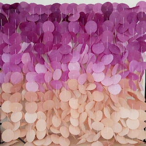 Ghirlanda di cerchi di carta viola, sfondo per matrimonio, sfondo per festa di compleanno, decorazioni per baby shower, decorazioni per addio al nubilato, decorazioni per addio al nubilato
