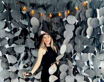 Black Silver Ombre Paper Circle Garland: Halloween Party Decor