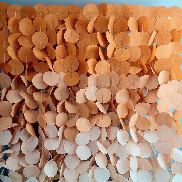 Paper Circle Garland Caramel Ombre, Bridal Party Backround, Dessert Table Display Decor, Autumn Wedding Backdrop, Caramel Party