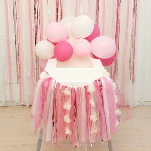 Pink Highchair Banner: First Birthday Party Decor