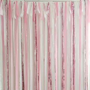 Streamer Backdrop, Bridal Shower Party, Bachelorette Party, Fringe Backdrop, Pink White Photo Booth, Baby Shower Decor, Wedding Party Decor
