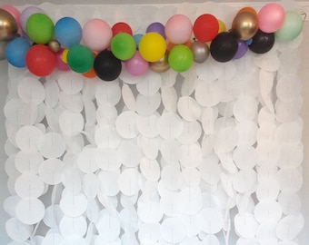 White Paper Circle Garland: Wedding, Party, Shower Decor