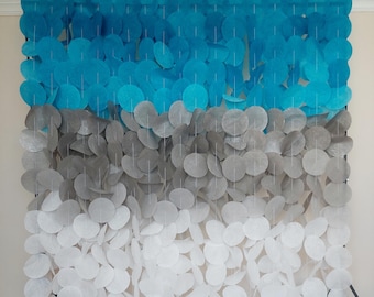 Blue Silver Ombre Paper Garland Backdrop: Party Decor