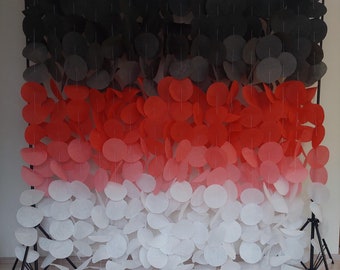 Red and Black Ombre Circle Garland: Wedding, Birthday Party Backdrop