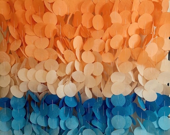 Ombre Paper Circle Garland, Orange Blue Backdrop, Baby Shower Decor, Nursery Wall Decor, School Party Garland, Birthday Party Backdrop