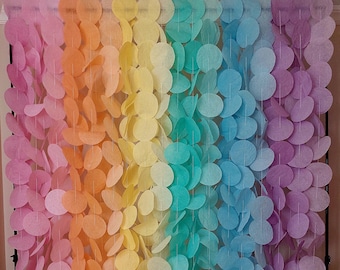 Pastel Rainbow Paper Circle Garland, Party Backdrop