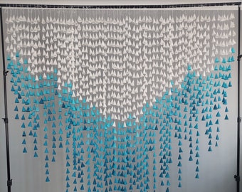 Teal Blue Ombre Paper Cone Garland: Wedding Backdrop Decor
